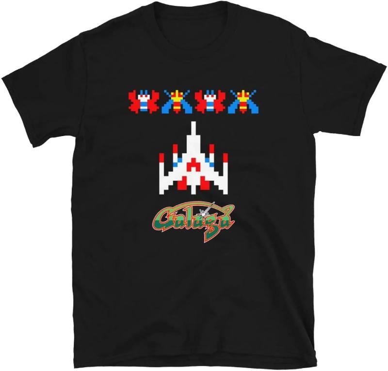 Cool Arcade Galaga Video Game Retro Vintage 80s Invader Space Gaming Alien T Shirt for Men 100% Cotton Gift Idea Clothes