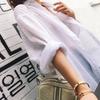 BF Style Solid Color White Thin Cotton and Linen Sun-protective Clothing, Long-sleeved Women's Summer UV Protection Long Shirt Jacket