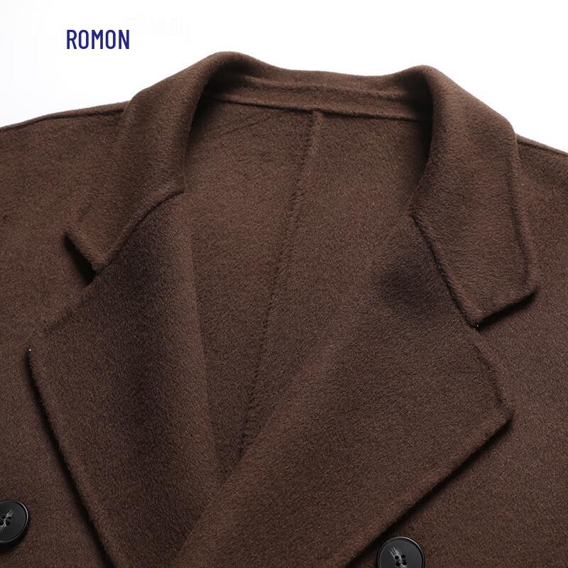 Luomeng Men's 70% Wool Double-Breasted Mid-Length Overcoat