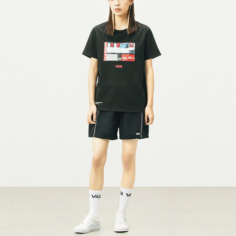 Vans T Shirts Women's Black Crew Neck Moderate Straight Fit VN0A5F1XBLK