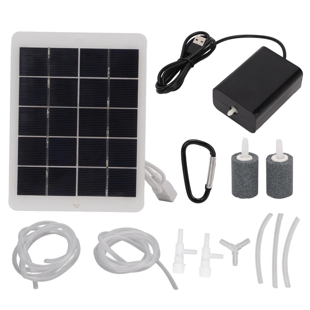 Solar Oxygen Pump Output Interface 3W5V Portable Solar Oxygen Aerator for Traveling Camping Cycling