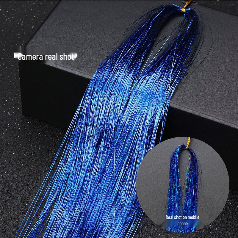 Gold Laser Tinsel Hair Extensions - Shiny Metal Wire, Colorful and Seamless.