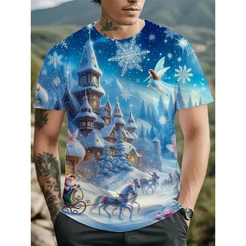 Summer Mens T-shirt Creative 3D Printed Short Sleeved T-shirt Fashionable Comfortable Soft Breathable Large Loose T-shirt