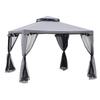 Pergola s dvojitou střechou, cca. 3x3 m s moskytiérou, bočními panely Zahradní altán z kovu světle šedý