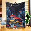 A Flannel Blanket Featuring a Mushroom Forest In The Night, with High-Definition Digital Printing, Suitable for All Seasons, Perfect for Use On The So
