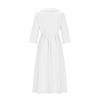 2026 Summer Trendy Lapel Dress: Cotton & Linen, Five-Point Sleeve, Long Skirt