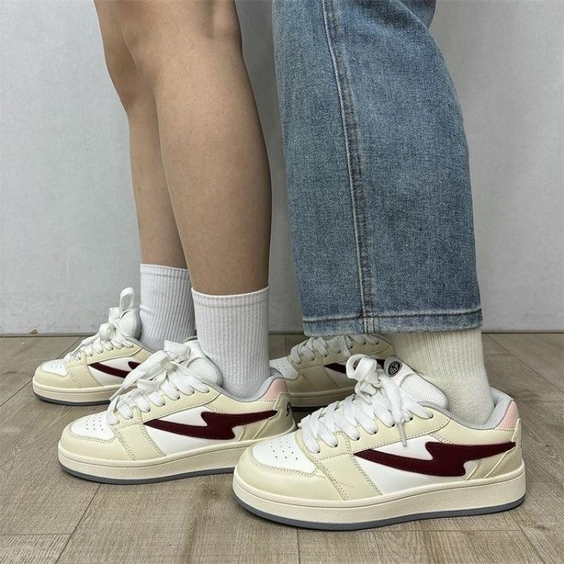 Women's White Minimalist Thick Sole Lace-Up Shoes - Comfortable & Shock Absorbing