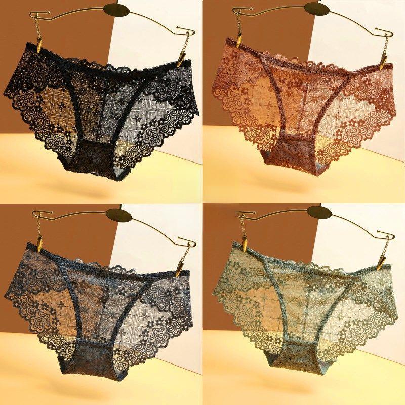 2/4PCS Spitze Sexy Höschen frauen Unterhose Niedrige Taille Unterwäsche Frauen Pantys Dessous