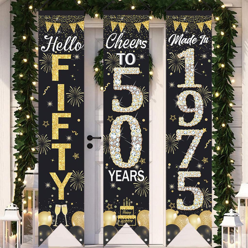 50 Year 1975 Happy Birthday Door Banner 50th Birthday Hanging Banner Birthday Party Decor Adults Women Party Supplies Favors