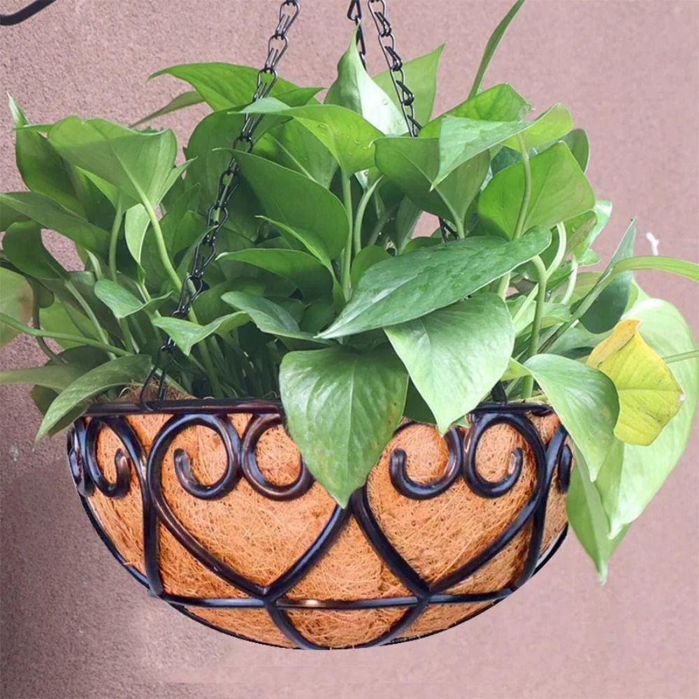 Coconut Brown Round Chain Hanging Basket European Planters Basket Fashion Flowerpot