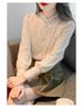 Women's Plush Lace Long-Sleeve Shirt - Stylish and Warm Autumn/Winter 2024 Top