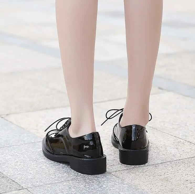 Fashion Autumn Spring Women Oxford Shoes Comfort Lady Polish Designer Low-heeled Casual Shoes British Style Women Shoes
