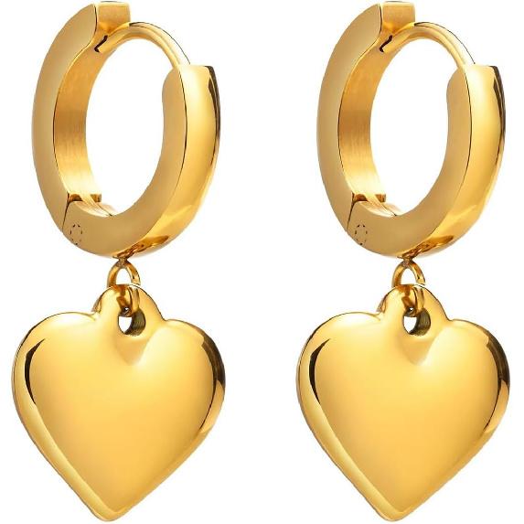 Gold Heart Earrings for Women Gold Huggie Earrings Hoop Earrings Chunky Heart Drop Earrings Birthday Jewelry for Women