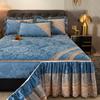 Winter Lace Velvet Fitted Sheet, Bed Skirt, Integrated Bedspread, Removable and Washable Quilted Short Plush Full-cover Plush Bed Cover