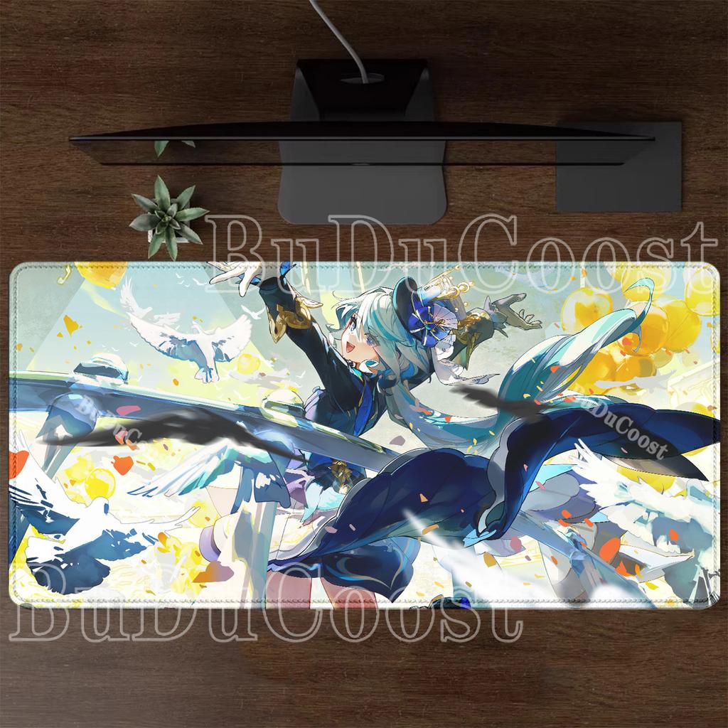 New HD Printing Pretty Genshin Impact Furina Anime XXL Mousepad Office Kawaii Girl Desk Mat Keyboard Mouse Pad Mice Mat Carpet