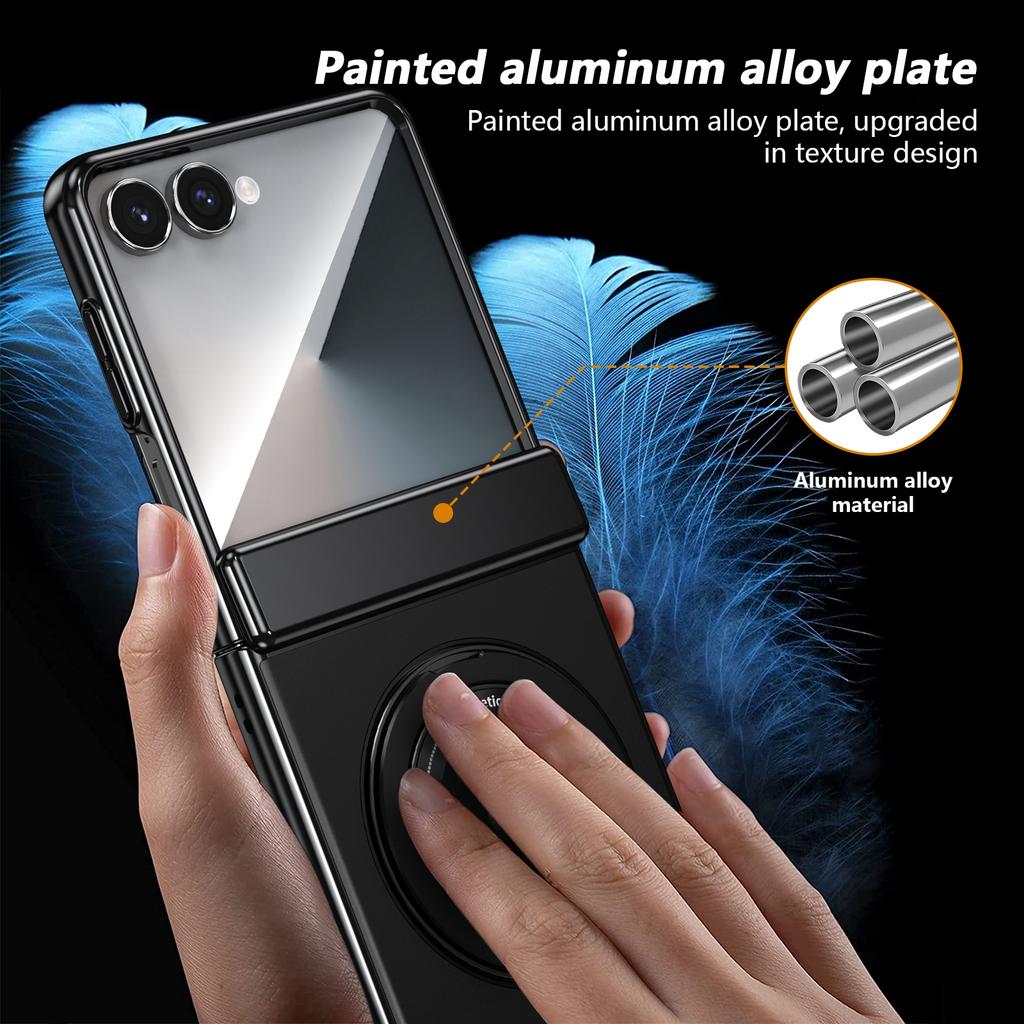 Case For Samsung Galaxy Z Flip 7 5G Z Flip 6 5 Built-in Screen Protector Rotating Magnetic Kickstands Hinge Protection Full-Body