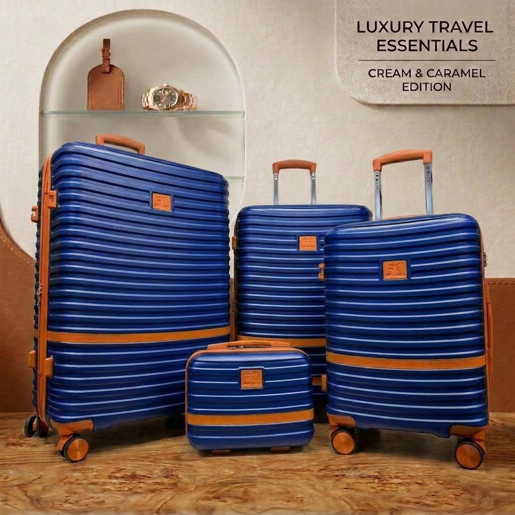 ABS+PC Expandable Trolley Case Set: Three-Piece Layered Storage Carry-on Suitcase for Travel.