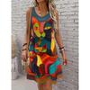 Printed Casual Fashion Vacation Abstract Painting Cartoon Color Block Splicing Animal Cat Graphics Full Body Printing Breathable