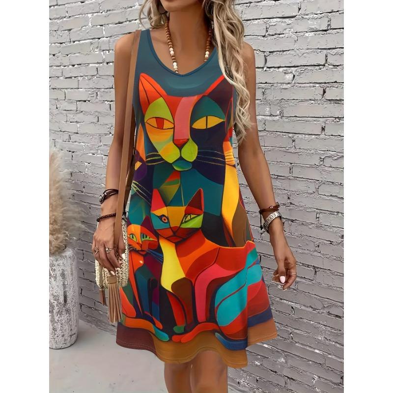 Принт повседневная мода отпускная юбка S