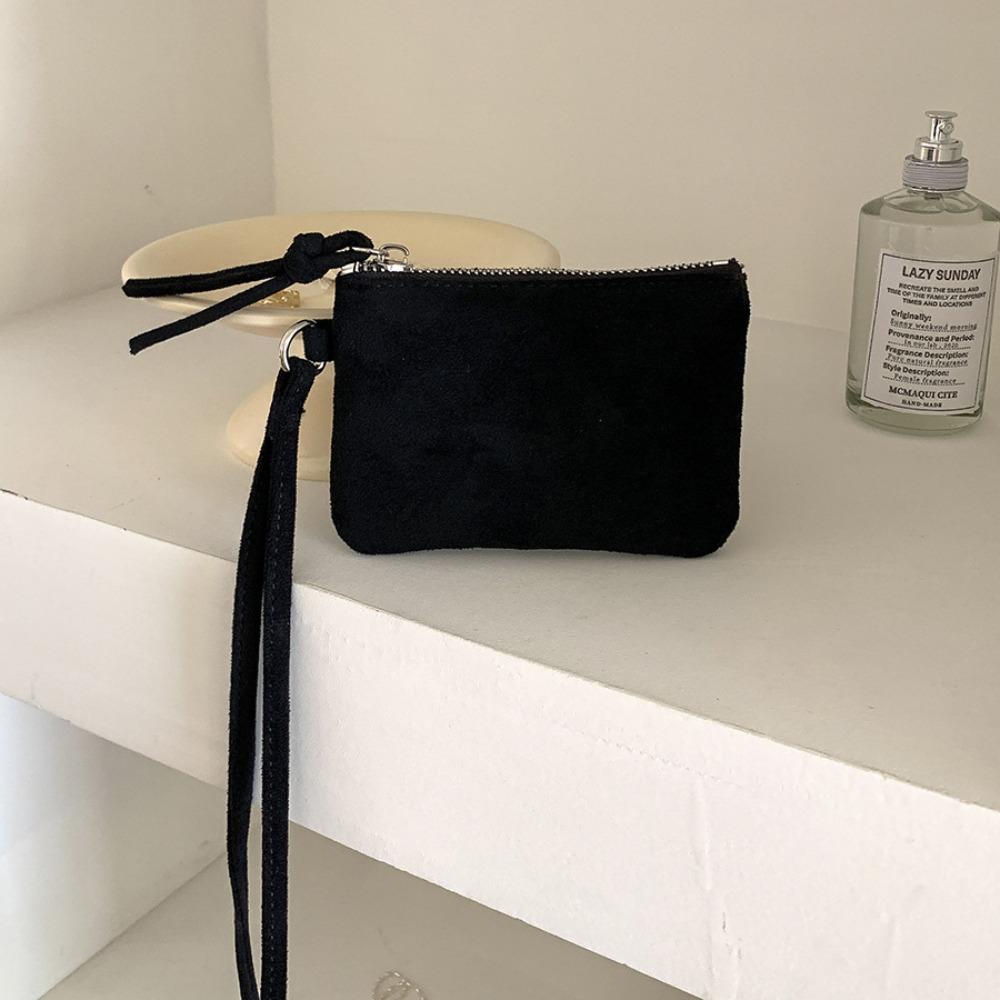 Leopard Print Suede Coin Purse Portable Lipstick Key Bag Women Shoulder Bag Mini Storage Bag Small Wallet Travel Neck Bag