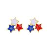 Red White Blue Three Star Stud Earrings Glitter Enamel Star Ear Jewelry for Women Holiday Party Decor Ornaments