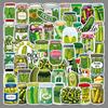 50 Sour Cucumber Stickers Set for Phones & Laptops - Pickle-Themed Resin Decals