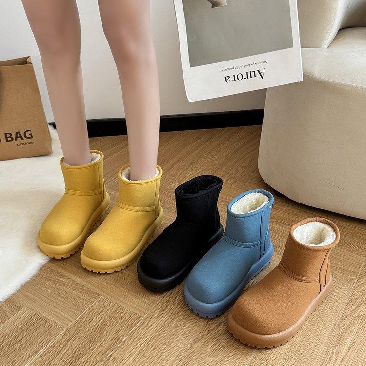 New thick-soled snow boots women's short tube velvet thermal cotton shoes winter versatile non-slip one-pedal short boots