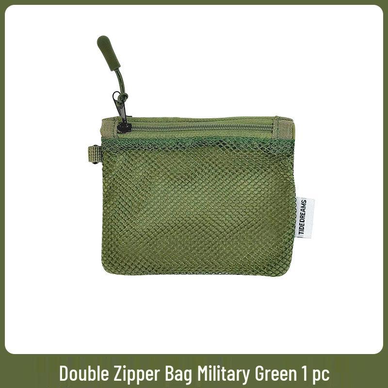 

Compact Double-Layer Zipper Mesh Bag: Student Coin Purse & Cosmetic Organizer