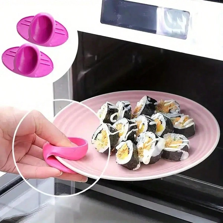 2pcs Silicone Heat-Resistant Finger Pot Cover, Thickened Anti Volume Kitchen Grip,Microwave Safe Oven Gloves, Non Electrically Insulated Cooking Tools