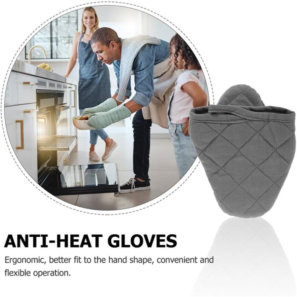 Mini Oven Mitts Pot Holders Sets Heat Resistant Silicone Oven Mitts Non-Slip Kitchen Mittens Soft Cotton Lining Flexible