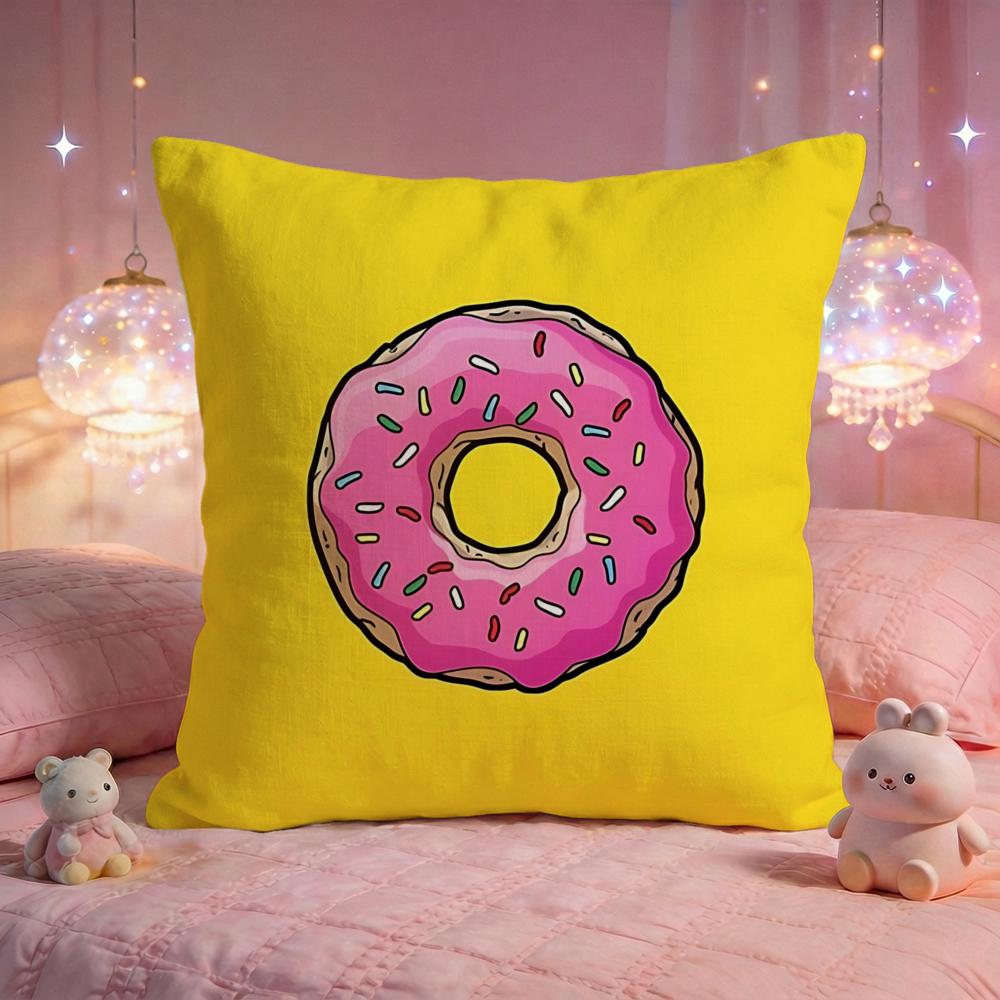 Sweet Donut Sprinkle Cushion Cover Premium Comfort Reversible Pillow Cove Two In One Design for Any Room Car Interior