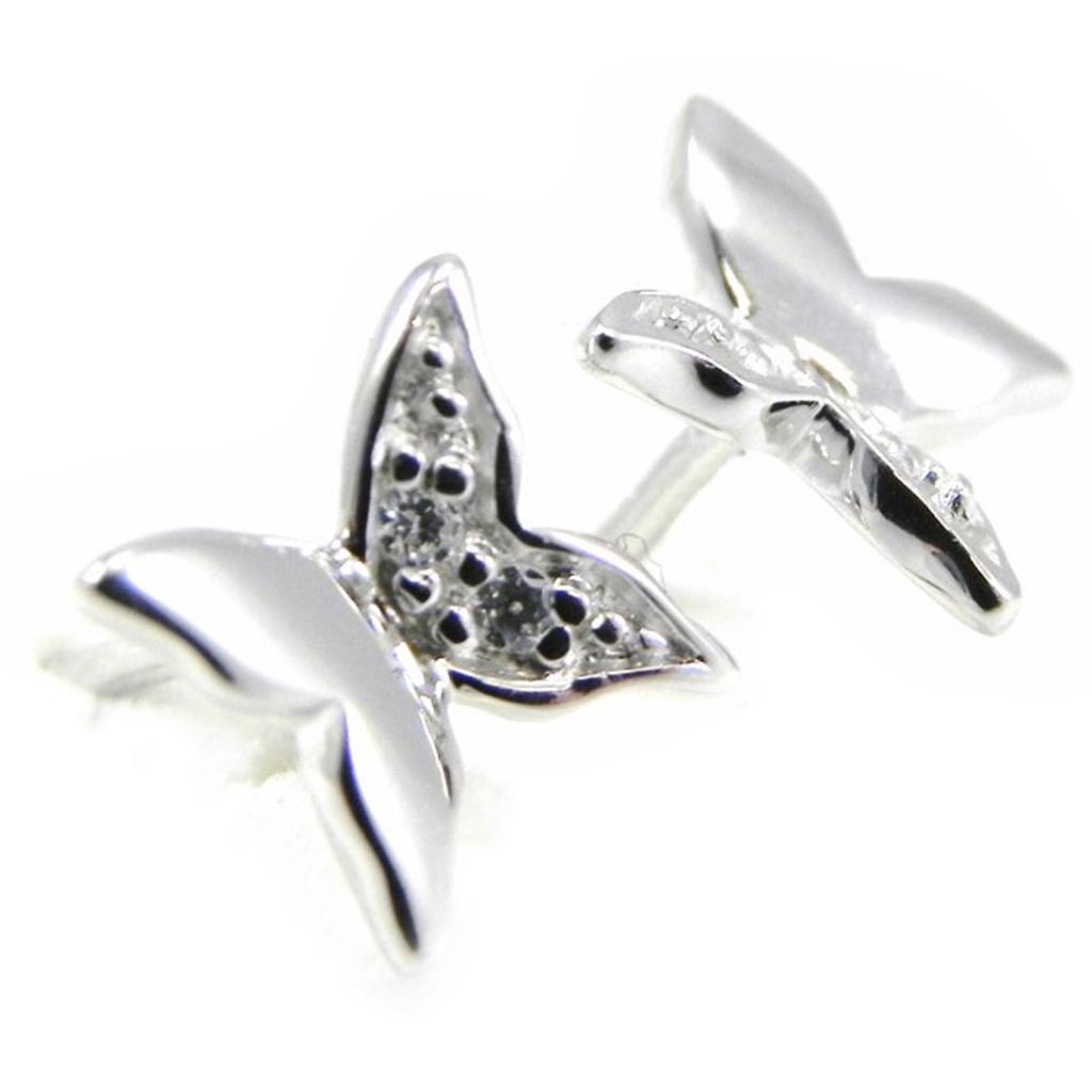 

Altesse [G2282] - Boucles Argent Papillon Lumière Blanc argenté (rhodié) - 7x8 mm