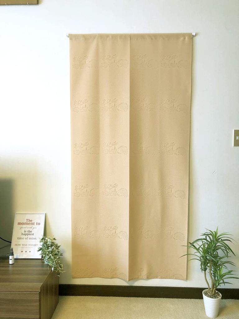 Certified Long Curtain Stylish and Made In 85 X 170 Featuring a Hedgehog Design CM546 Flame-retardant (noren), Cute, Japan, Cm, (KL31229, Beige).