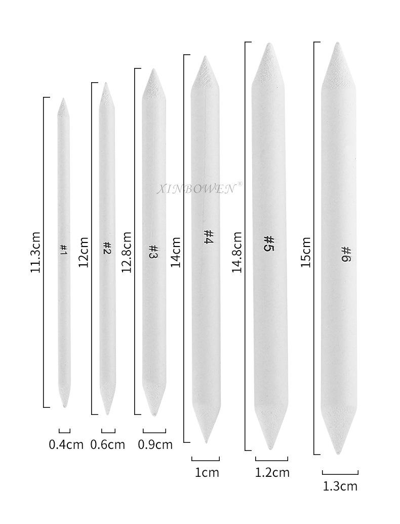 

6 двухсторонних растушевок из газетной бумаги: Незаменимо для растушевки, исправления и эскизирования студентов-художников. 6-piece solid newsprint blending stumps set белый