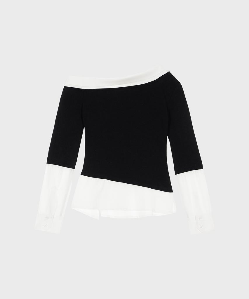 Alkialka One-Shoulder Layered Top (Black)