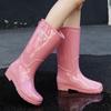 Rain Shoes Women's Tall Waterproof and Non-slip Rain Boots Fleece Warm Water Boots Pvc Rubber Shoes Fashionable Women's Water Shoes