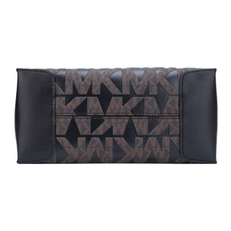 Michael Kors Classic Monogram Print Commuter Date Elegant Leather Small Square Bag Women shoulder bag Brown Black 35F1GM9M2B-BROWN/BLACK