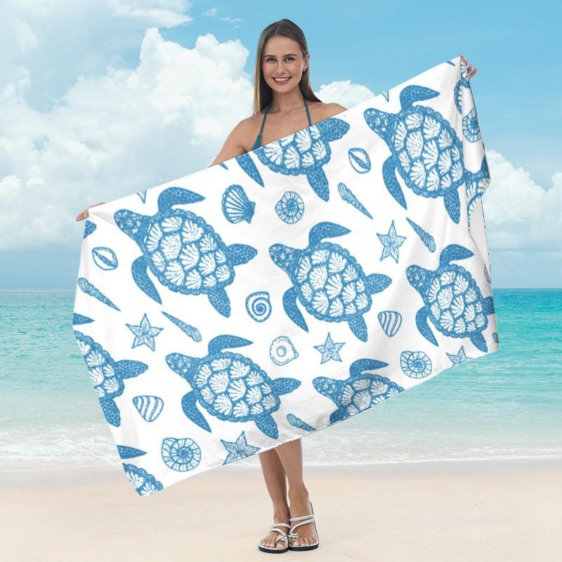 Ultrafine Microfiber Quick-Dry Beach Towel Adults Digital Print Sports Swim Cover-Up Gym Fitness Lightweight Absorbent Blanket