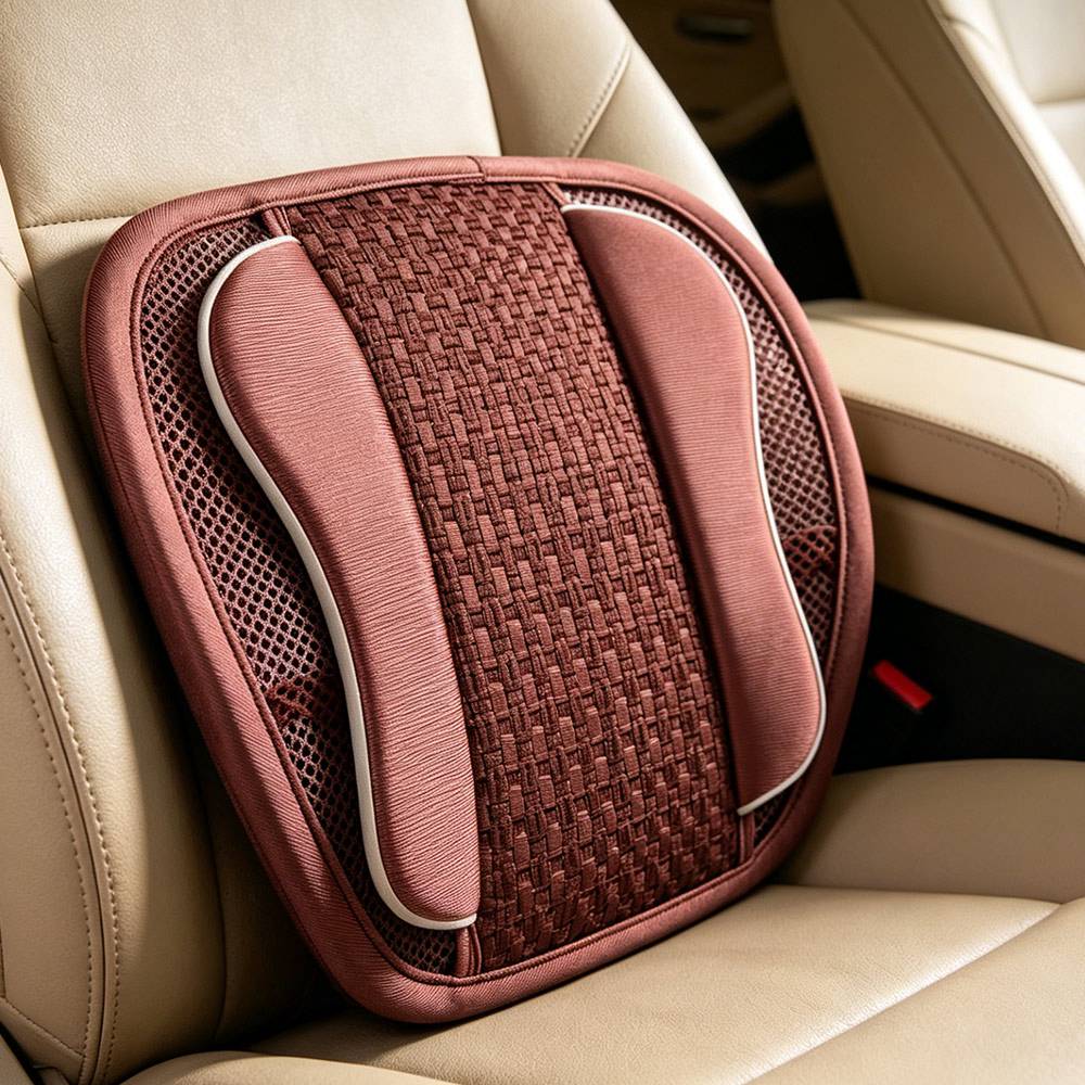 Waist Massage Car Seat Lumbar Pillow Wooden Bead Mesh Ventilate Backrest Office Chair