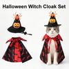Huaqianguhh 1 Set Pet Halloween Costume, Spider Pumpkin Wizard Hat And Double-Sided Bat Print Cape, Holiday Party Outfit for Cats Dogs