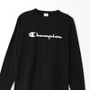 Champion Long Sleeve Crew Neck Script Size Men's T-Shirt, 100% Cotton, Logo, Basic, Navy, XL, C8-W419Z