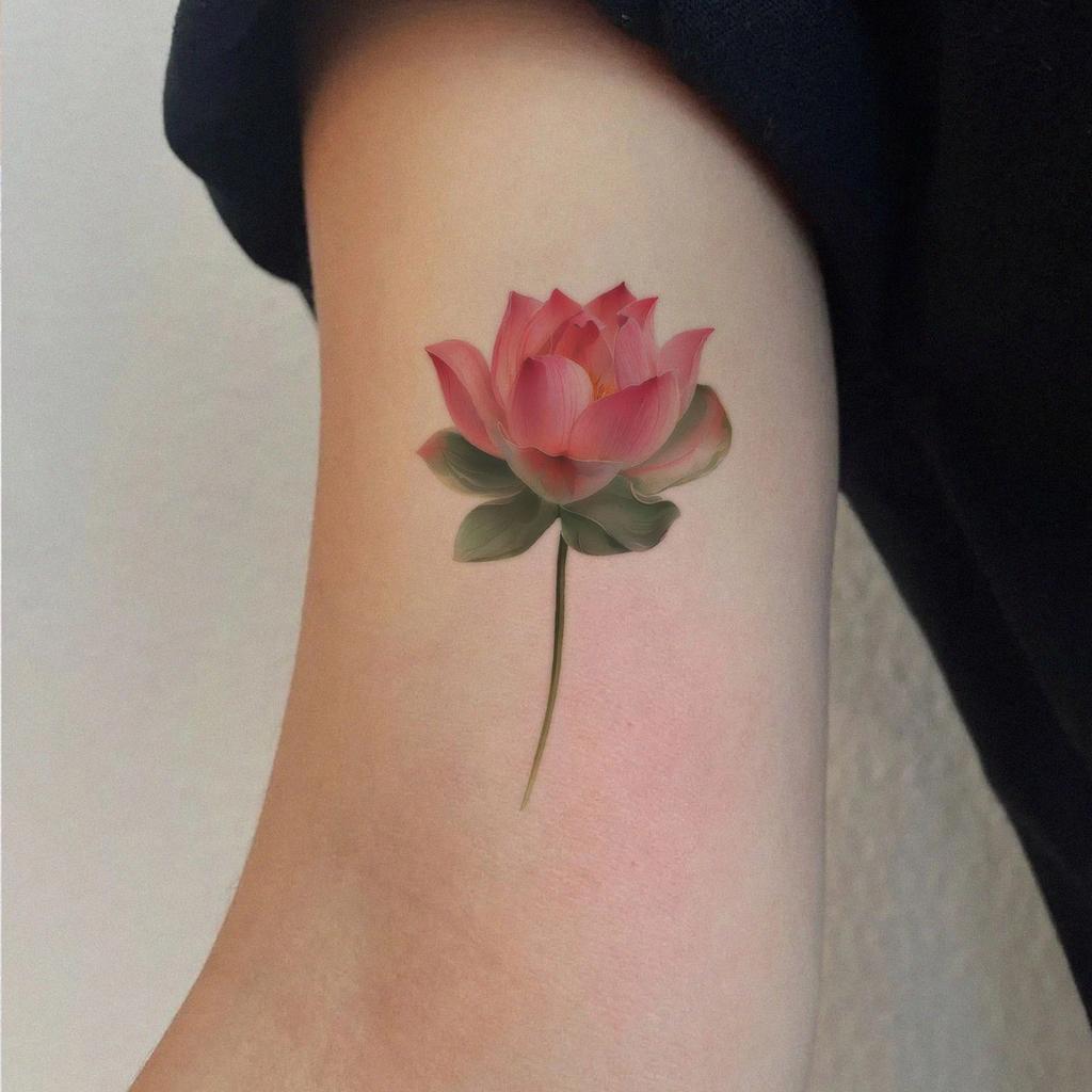 Hochwertig, Stilvoll, Schlicht und Schön, Kleiner Frischer Lotus Arm Tattoo Aufkleber