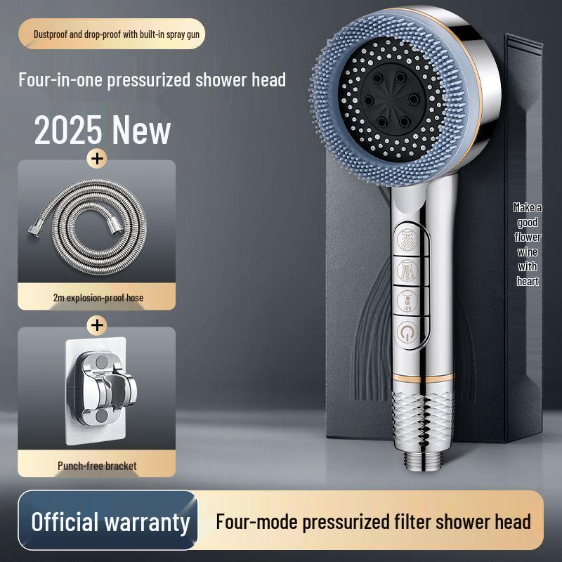 Cross-border Shower Head Set with Powerful Booster and Piano Button Filter