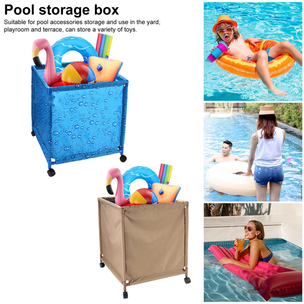 Swimming Pool Storage Box with 4 Swivel Casters Large Capacity Easy Assembly Storage Basket Swimming Balls Floats Toys Container