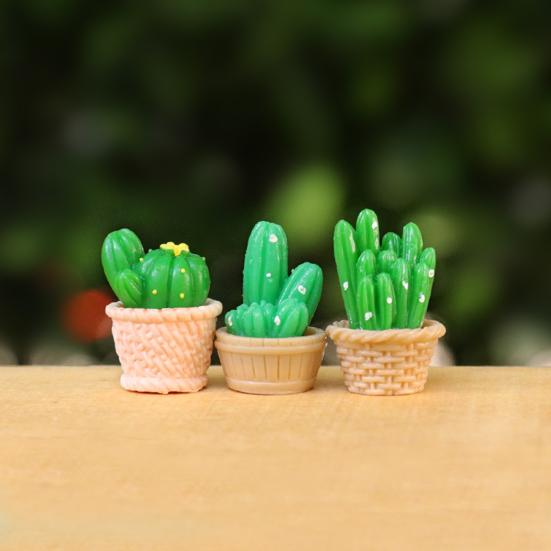 Mini Artificial Cactus Plants in Pot Miniature Potted Green Cactus Figurine for DIY Micro Landscape Fairy Garden Accessories Plant Pots Bonsai Crafts