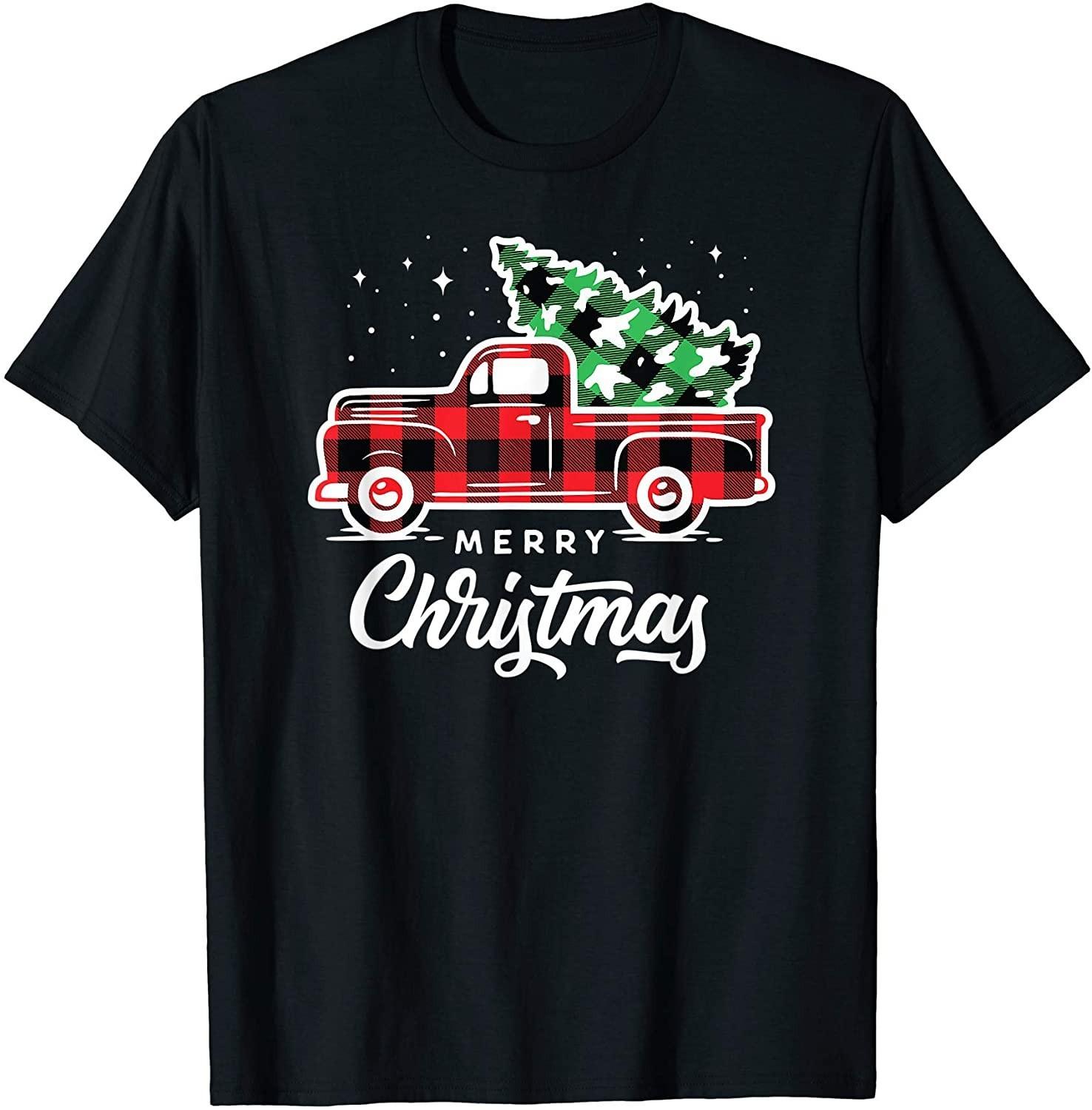 BEST! Vintage Style Farm Red Truck with Christmas Tree Tee S-3XL L