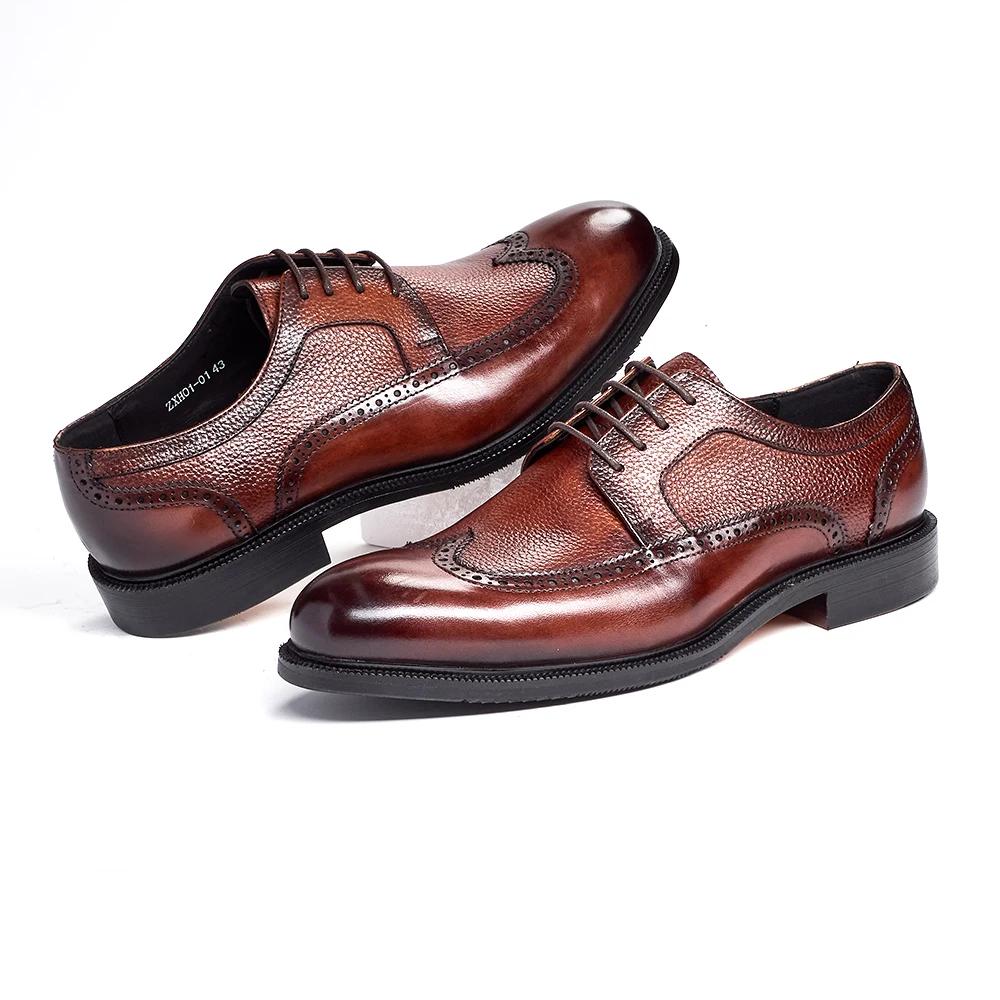 Fashion Handmade Men's Oxford Shoes 2025 Business Formal Classic Genuine Leather Cowhide Brogue Formal Shoes