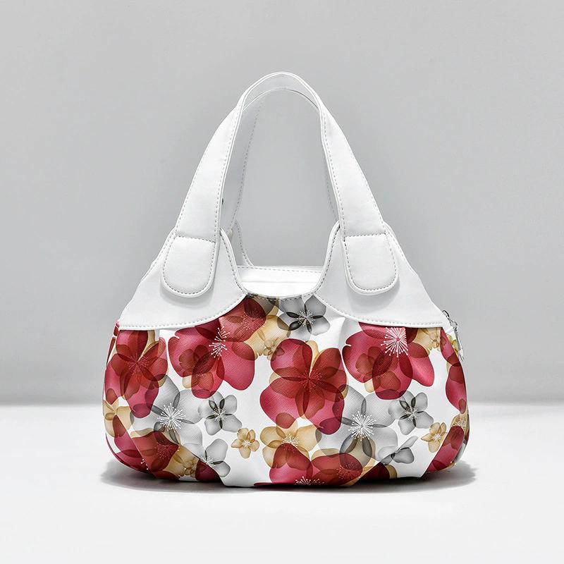

Luxury Floral Print PU Leather Tote Bag, Women Rose Pattern Top Handle Handbag, Large Capacity Fashion Shoulder Shopping Purse матовий колір білий