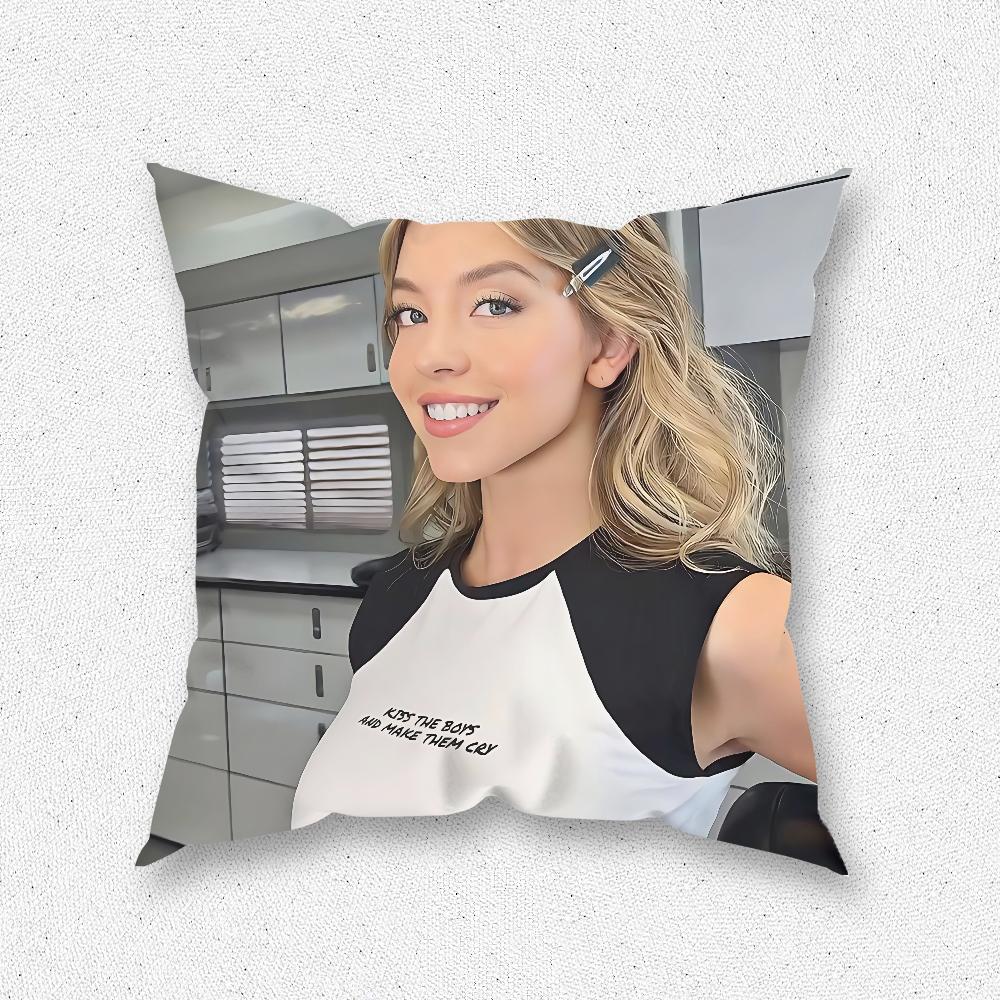 Actress Sydney S-Sweeney Pillow Case For Home Bedroom Room Decoration Living Room Sofa Cushion Cover Suitable