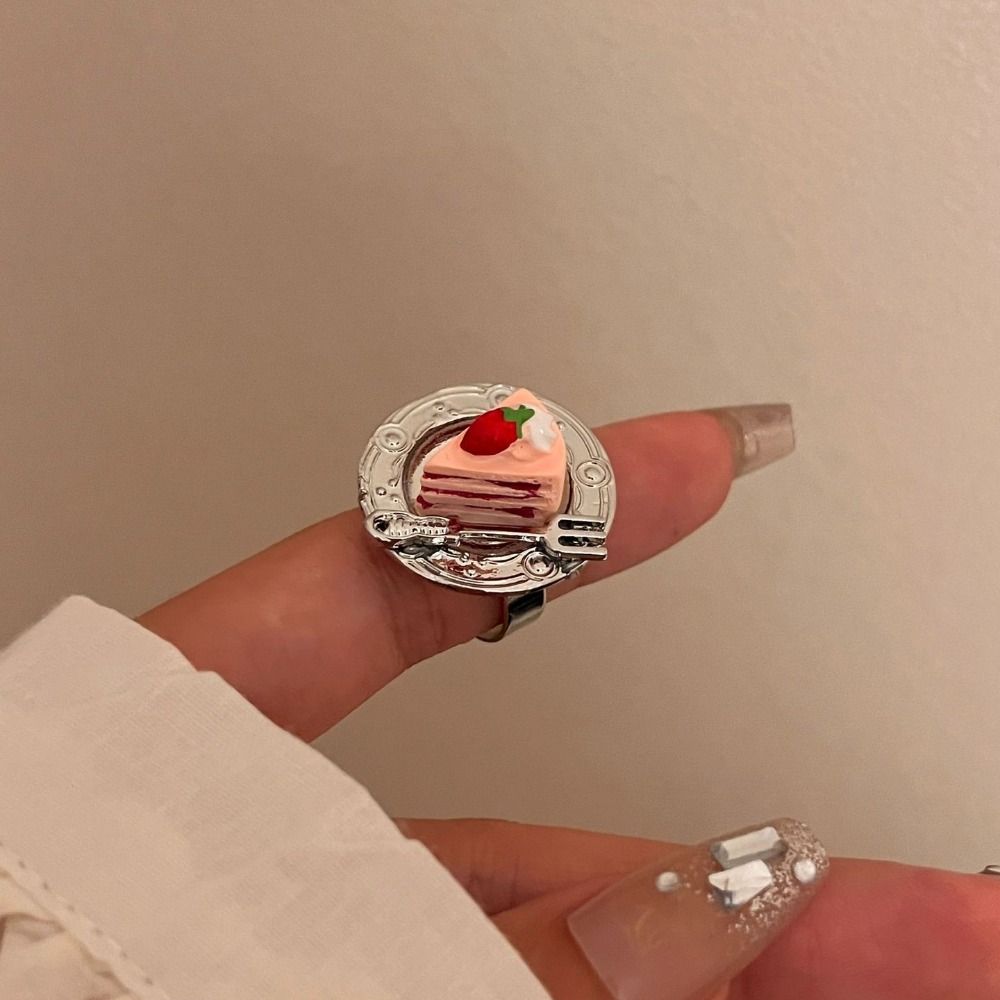 Spoon Mousse Cake Rings Open Jelly Finger Ring Fashion Adjustable Dessert Ring  Couples